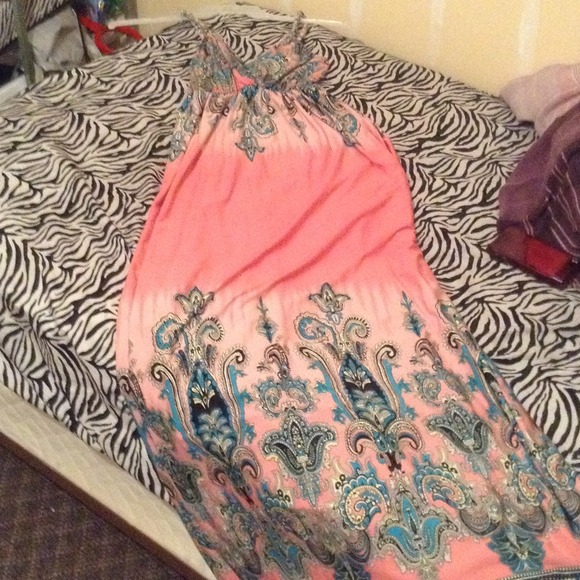 Pink print sun dress - Picture 2 of 3