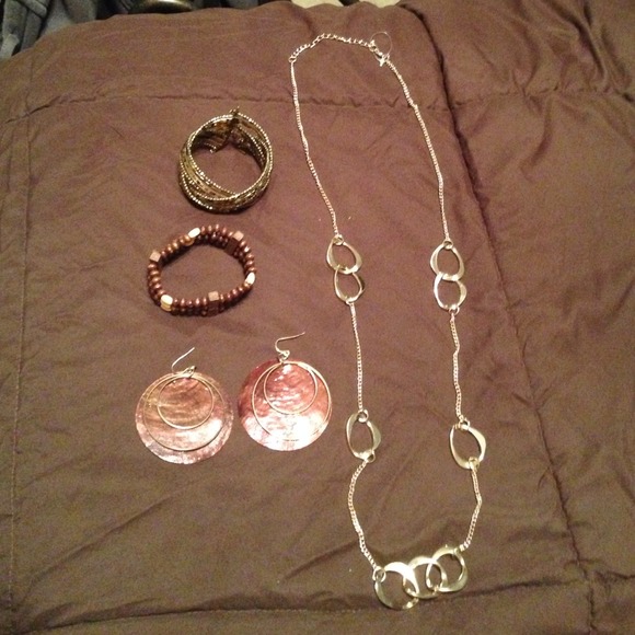 Brown and gold jewelry & silver jewelry bundle
