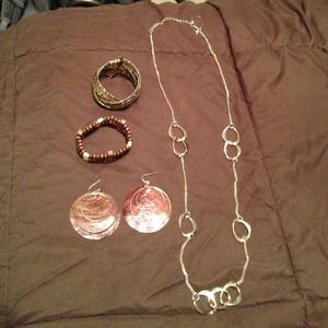 Brown and gold jewelry & silver jewelry bundle