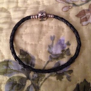 Authentic Pandora Single Grey  Leather Bracelet