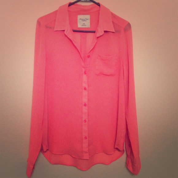 Pink semi-sheer American Eagle top