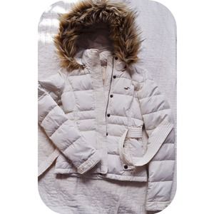 Hollister furry hooded plush coat