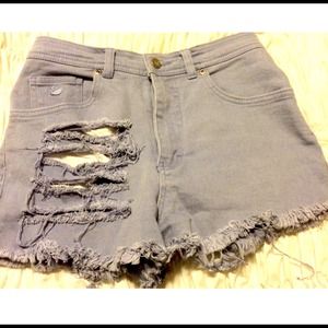 Light purple distressed high waisted jeans