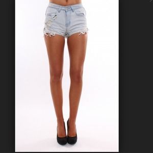 Lace blue shorts denim