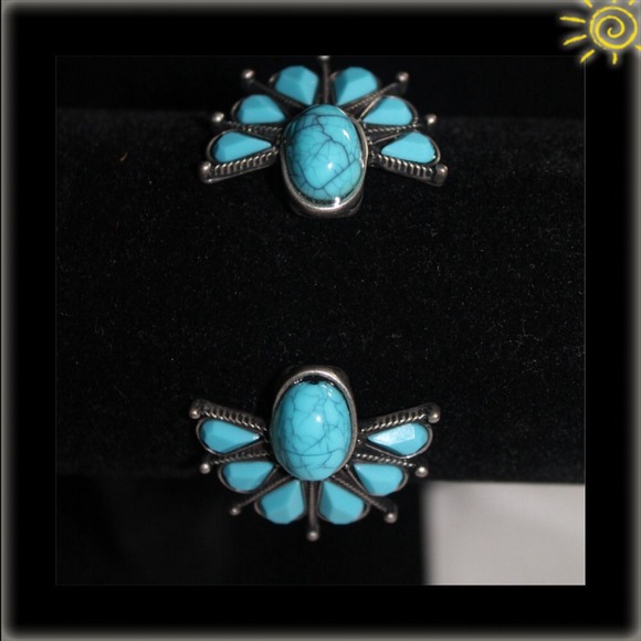 Turquoise burst cuff bracelet