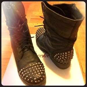 Black studded Combat Boot size 6