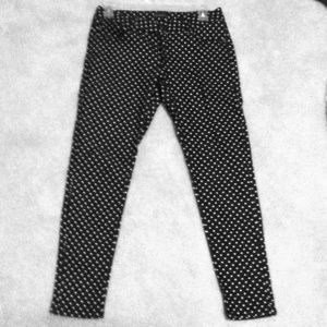 Navy blue polka dot skinny jeans from Dillard's