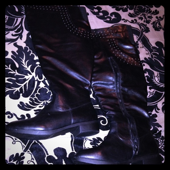 Wide calf, over the knee black boots