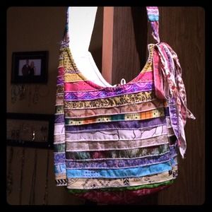 Silk/fabric material shoulder bag! Very colorful!