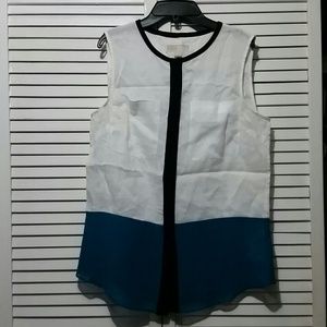 Michael Kors White and Turquoise Linen Top