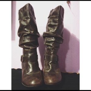 Brown high heel boots