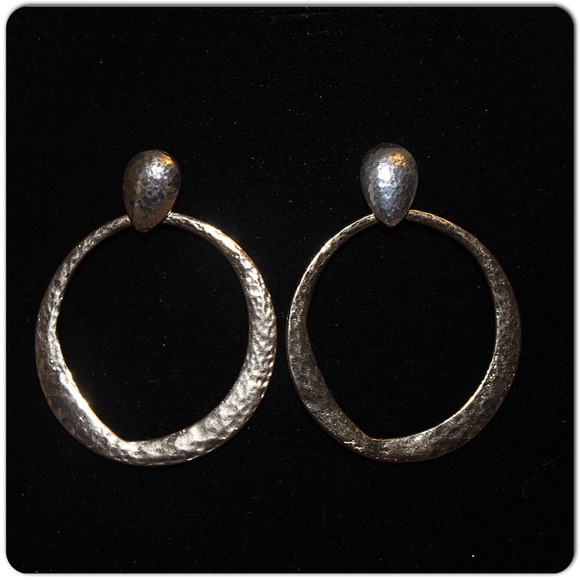 Hammered metal door knocker earrings