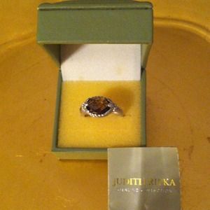 Judith Ripka Smokey Quartz ring Sz 10