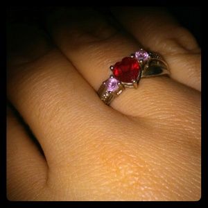 Heart Shaped Ruby and Pink Sapphire Ring