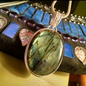SALE!! BLUE FIRE LABRADORITE NECKLACE