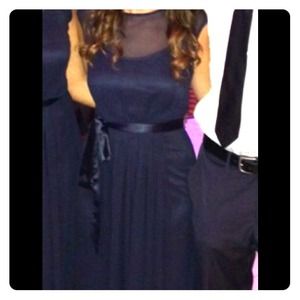 Long navy chiffon dress