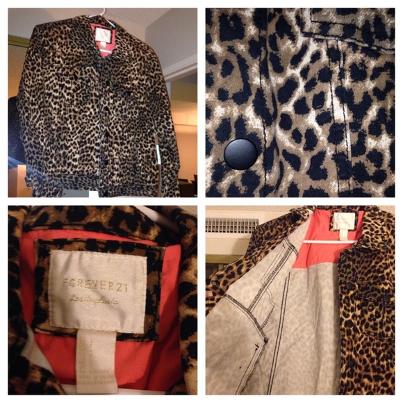 Forever 21 Jackets & Blazers - FOREVER 21 leopard jean jacket
