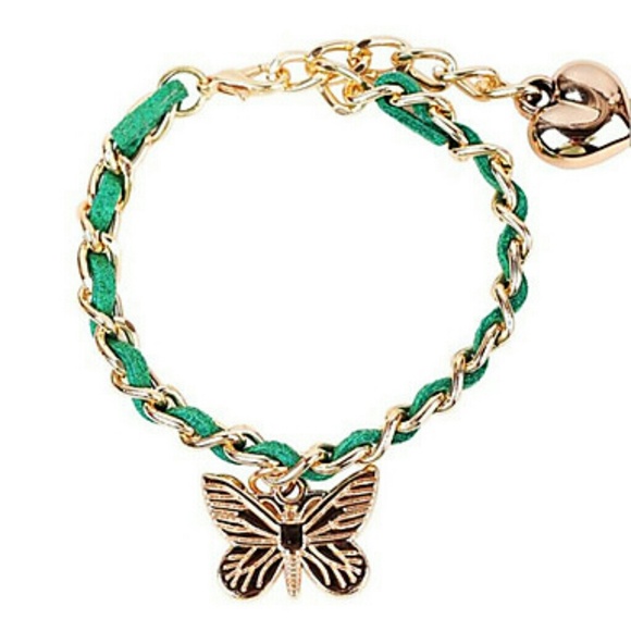 Butterfly and heart pattern fabric bracelet - Picture 2 of 4