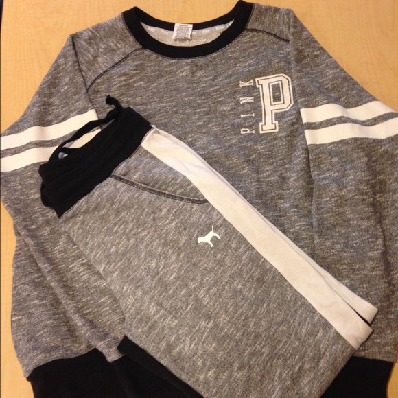 Black and cream sweat suit by Pink