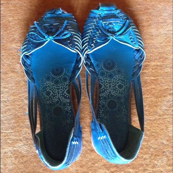 Teal huarache sandals