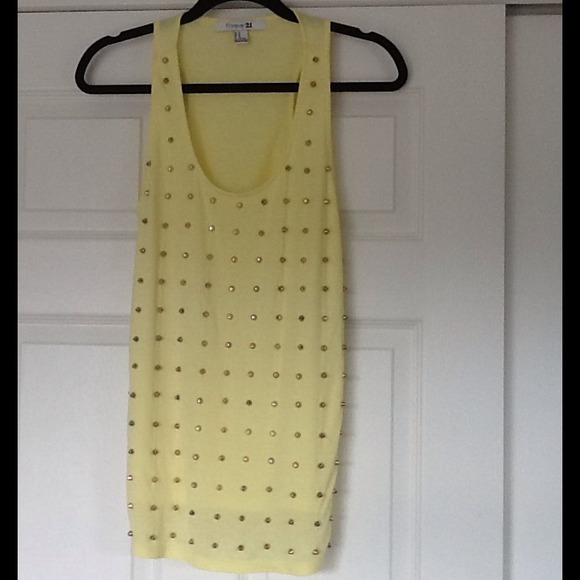 Forever 21 yellow studded tank top. NWT.