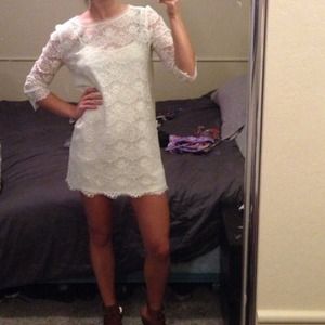 White Lace Long Sleeve Dress