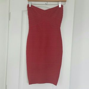Red bandage dress inspired Herve Legere
