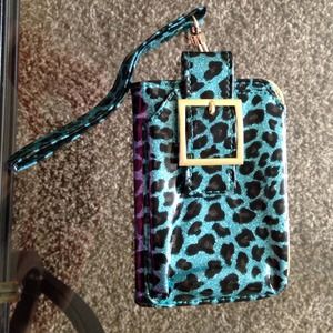 Blue animal print wallet wristlet