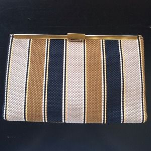 Jcrew striped woven clutch