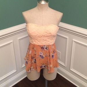 Strapless Daytrip lace floral top