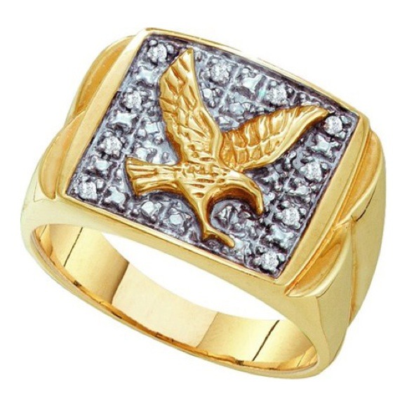 0.10CTW MENS EAGLE DIAMOND RING - Picture 1 of 1
