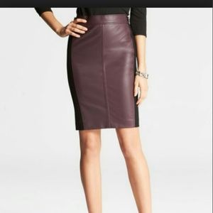 Burgundy faux leather trim skirt