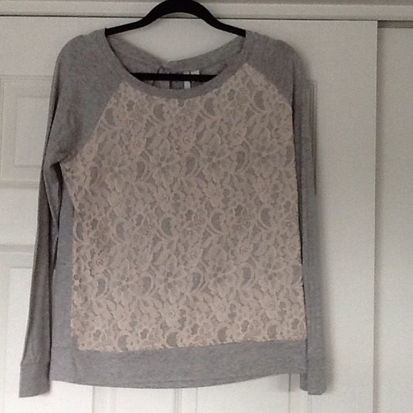 Lauren Conrad grey sweatshirt with lace. NWT.