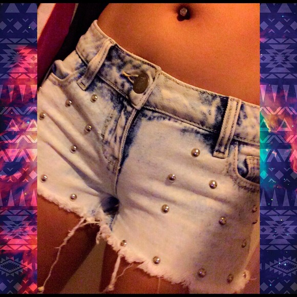 Studded Acid Wash shorts