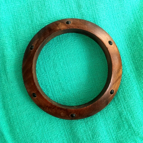 Stackable Wooden Bangle with Metal Studs - Picture 3 of 4
