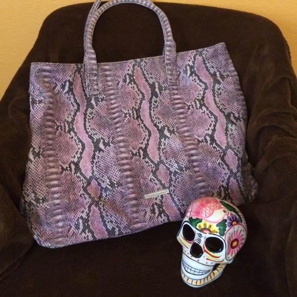BCBG pink snakeskin tote