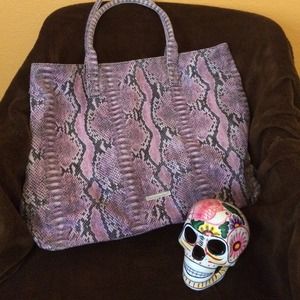 BCBG pink snakeskin tote