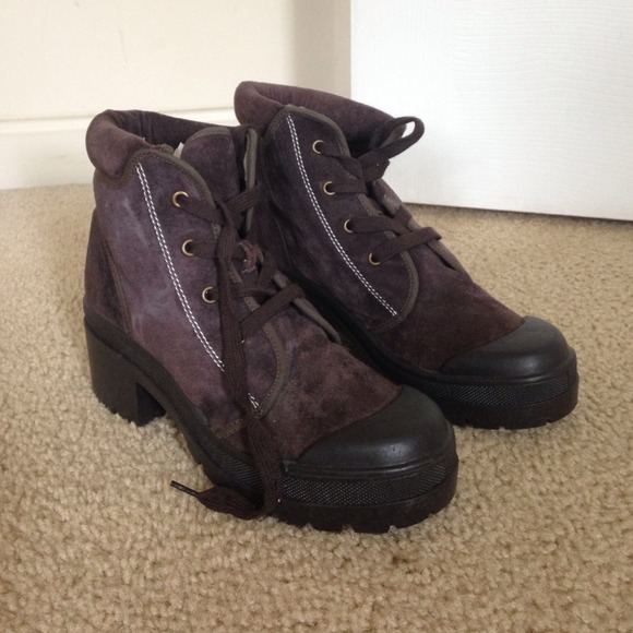 Dark brown combat boots