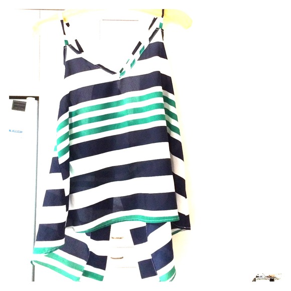 Striped blue and green top