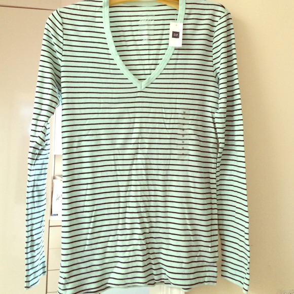 Striped black and mint top