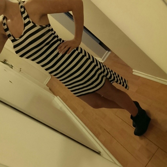 Striped Racerback High-Low Dress - Picture 2 of 4