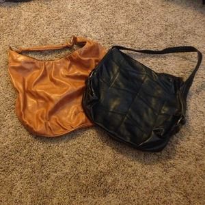 Two leather purses black and brown