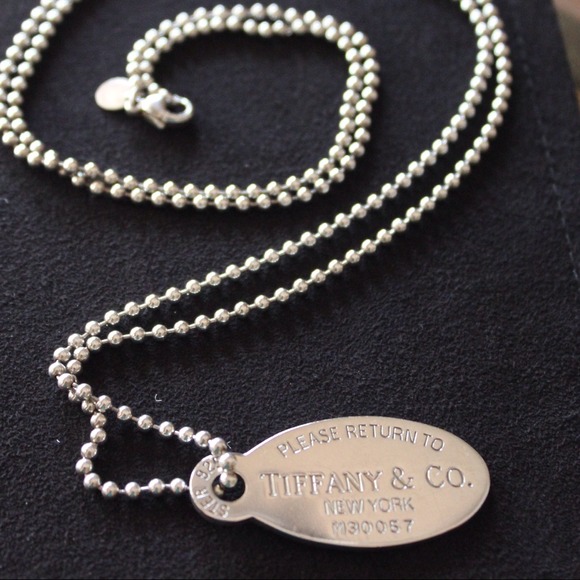 💯 Authentic Tiffany Oval Tag Necklace **Rare**