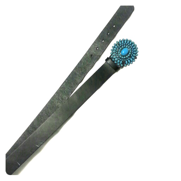 Black belt with turquoise stones
