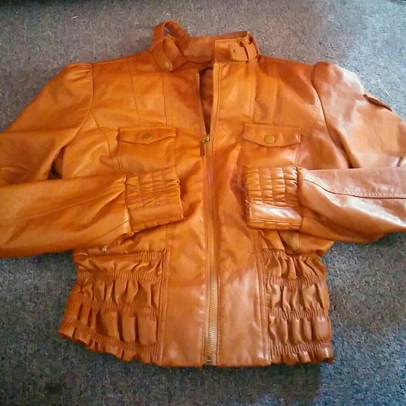 Brown leather coat