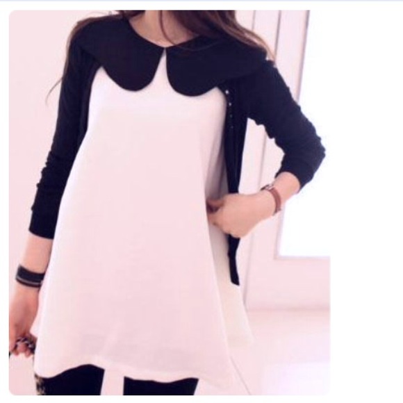 Dresses & Skirts - 🎉HOSTPICK🎉🌸White Dress with Black Collar🌸