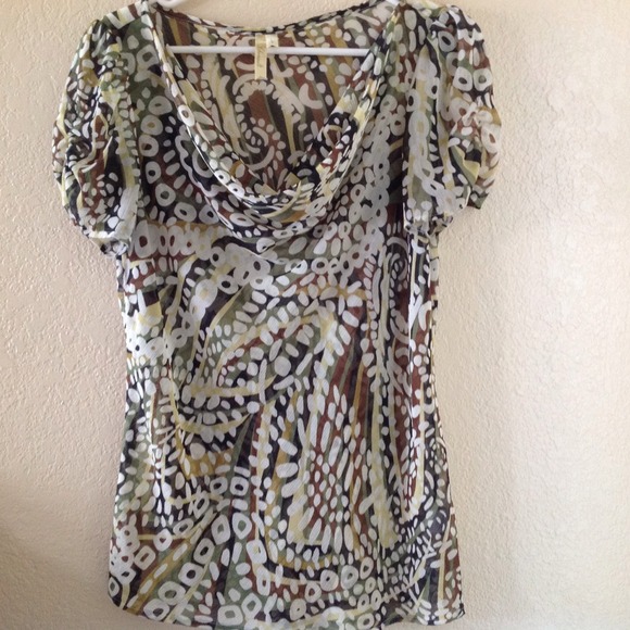 Shear print blouse