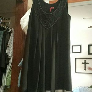 Silk Black cocktail dress with gold bib