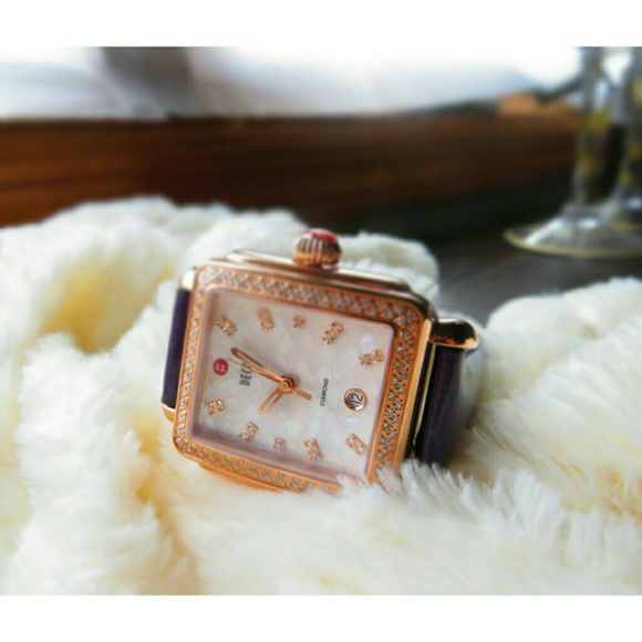 ❌SOLD❌Michele Deco Diamond Mosaic Rose Gold Watch