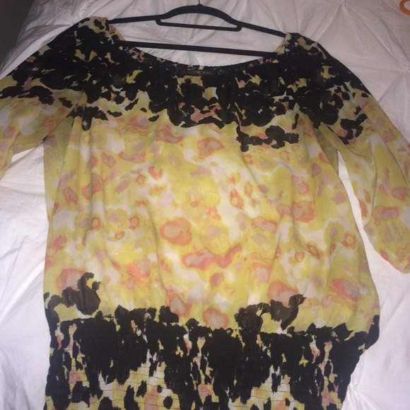 Silk multi color blouse with elastic bottom